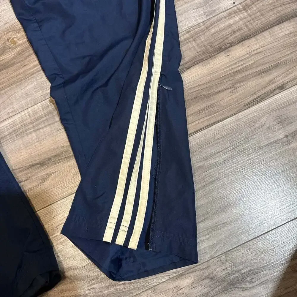 Vintage Adidas ClimaProof Navy Blue Windbreaker Track Pants with Side Zippers